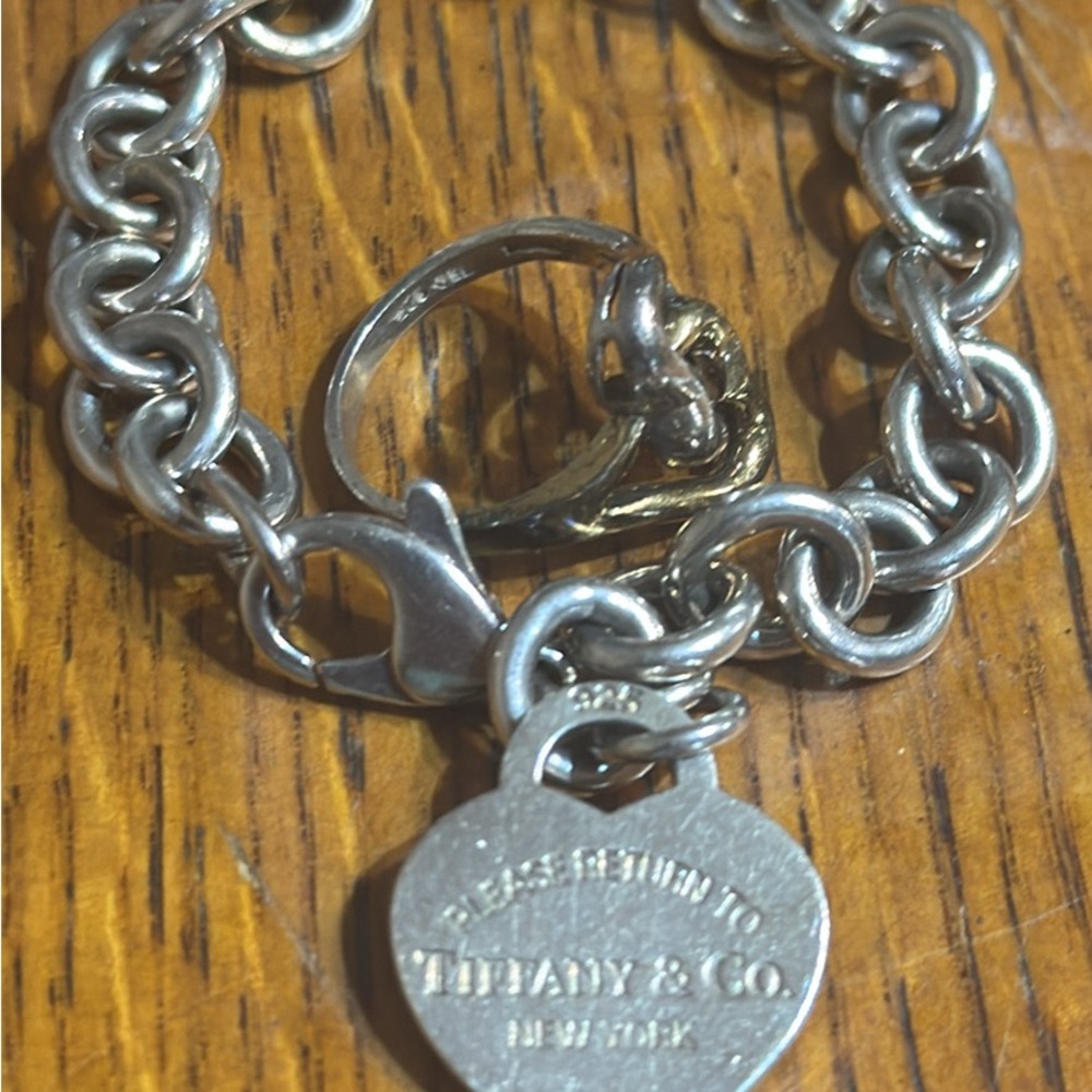 Tiffany & Co. Silver Heart Charm Link Bracelet